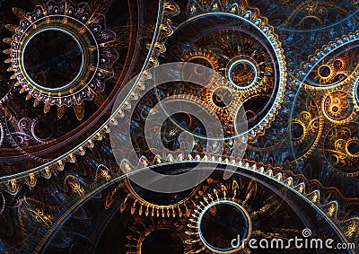 Abstract mechanical background, steampunk fractal Stock Photo