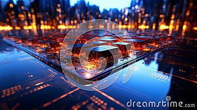 mechanical engineering Circuit Digital Hitech Futuristic technology generative ai Stock Photo