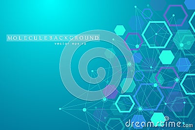 Abstract medical background DNA research hexagonal structure molecule and communication background for medicine, science Vector Illustration