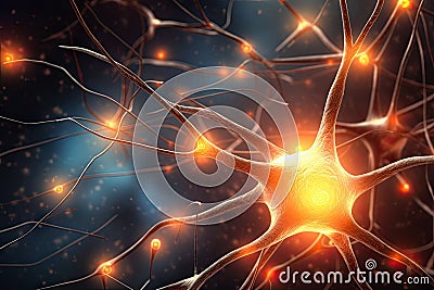 Abstract medical background. Neurons brain cells. Network of neurons in human brain Stock Photo