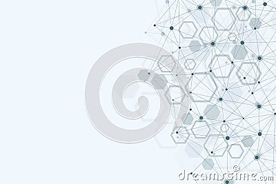 Abstract medical background. Science and connection vector concept. Hexagonal geometric array with dynamic moving Vector Illustration