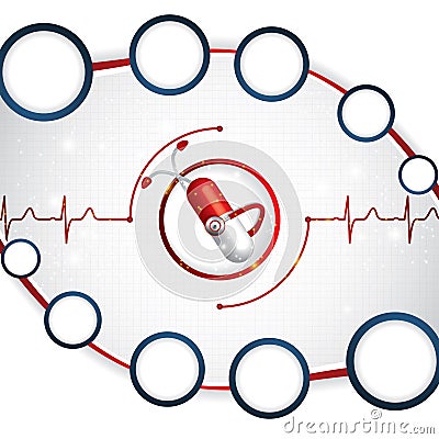 Abstract medical cardiology ekg background Vector Illustration