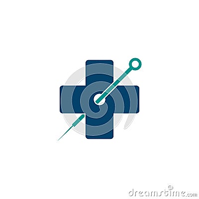 Abstract medical cross herbal acupuncture logo Vector Illustration