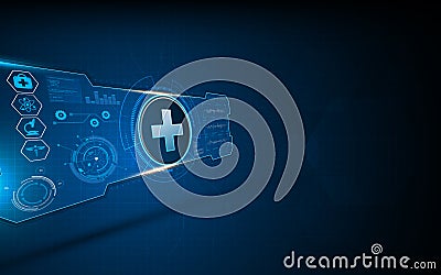 Abstract medical health care hud ui interactive virtual machine screen design concept background Vector Illustration