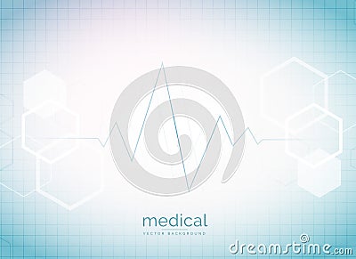 abstract medical and healthcare background with heart beat and h Vector Illustration