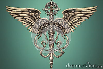 Medical and Healthcare Caduceus Emblem Stock Photo