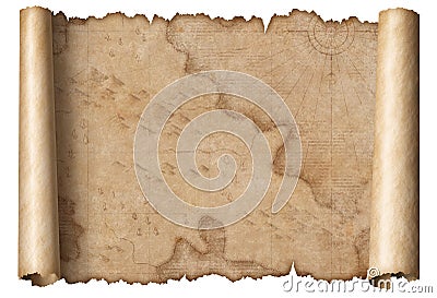 abstract medieval nautical map scroll isolated Stock Photo