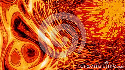 Abstract melted flowing lava transforming slowly. Design. Red extremely hot liquid magma texture, concept of nature. Stock Photo