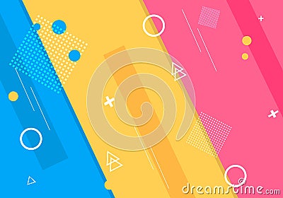Fashionable Memphis-style background. Stylish shades. Bright and stylish colors. Concept for the web Vector Illustration