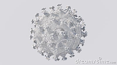 Abstract mesh fractal array. White monochrome illustration, 3d render Cartoon Illustration