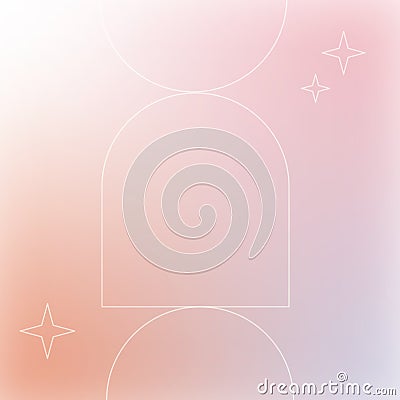 Abstract mesh gradient background in y2k aesthetic. Pastel colored square template with frame for text. Trendy minimal Vector Illustration