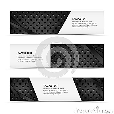 Abstract metal dynamic horizontal banners Vector Illustration