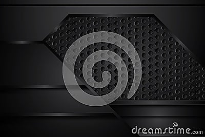 Abstract metal on mesh black texture modern design on dark background. vector illustration Vector Illustration