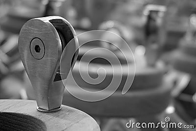 Abstract metal pulley block Stock Photo