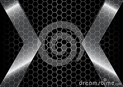 Abstract Metallic backdrop with hexagon grid background Vector Illustration