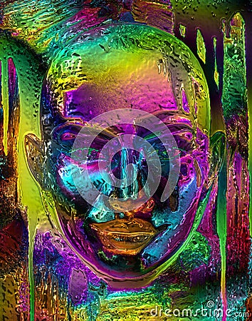 Abstract metallic face Stock Photo