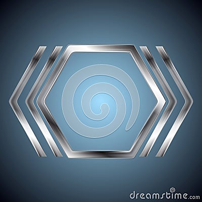 Abstract metallic hexagon shape Vector Illustration