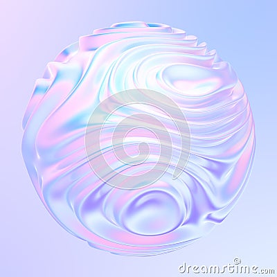 Abstract metallic holographic colored 3D fluid shape with waves and ripples Stock Photo