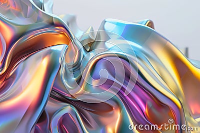 Abstract metallic holographic colored shape Stock Photo