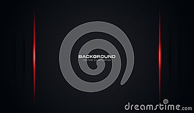 Abstract metallic red shiny color with black shadow frame layout modern tech design vector template background Stock Photo