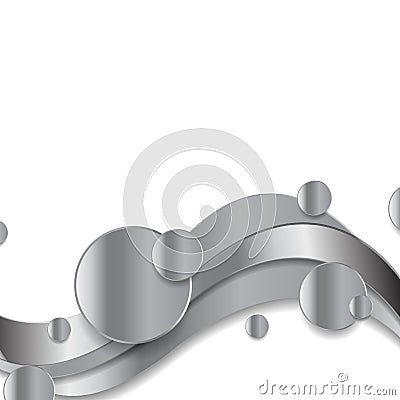 Abstract metallic waves and circles background Vector Illustration