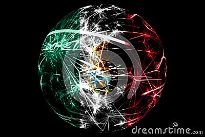 Abstract Mexico sparkling flag, Christmas holiday ball concept isolated on black background Stock Photo