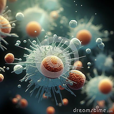 Abstract microbiology background, microscopic view of organic substance, microorganism or cells, macro. Vector Illustration