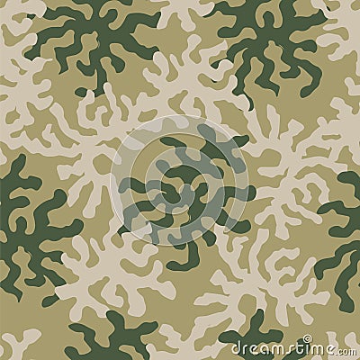 Abstract military or hunting camouflage background. Textures for soldiers, hunters and fishermen. Ornament for tiles and fabrics Vector Illustration