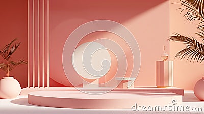 Abstract minimal scene mockup products display, Stage showcase. Generative Ai Stock Photo