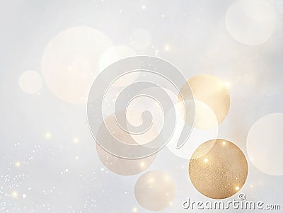 Abstract minimalist design with soft focus circular shapes. Delicate light bokeh, sparkling white background creates serene Stock Photo