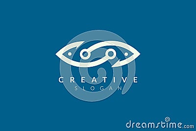 Abstract minimalist fish shape vector design Vector Illustration