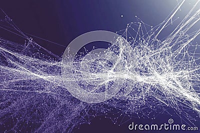 Abstract minimalist network web with interconnected lines and nodes design Stock Photo
