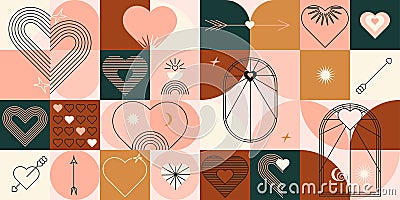 Abstract minimalist Valentine's Day pattern background Vector Illustration