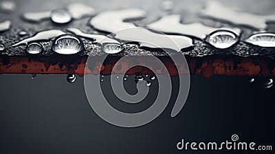 Abstract minimalistic rain drops, water beads on edge ready to drip down - generative AI Stock Photo