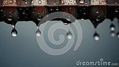 Abstract minimalistic rain drops, water beads on edge ready to drip down - generative AI Stock Photo
