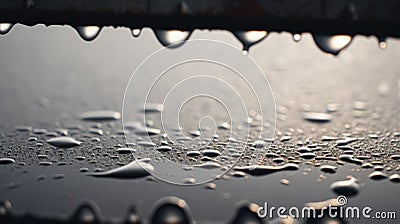 Abstract minimalistic rain drops, water beads on edge ready to drip down - generative AI Stock Photo