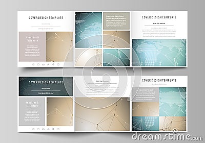 The abstract minimalistic vector illustration of the editable layout. Two creative covers design templates for square Vector Illustration