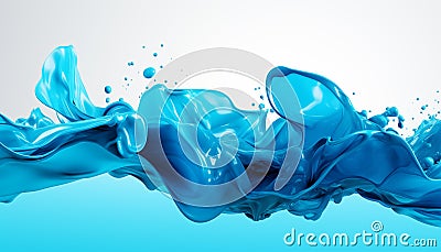 Abstract minimalistic wallpaper with splash wave of blue paint. Viscous liquid Stock Photo
