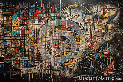 Abstract Mir style colorful graphics modernism Generative AI Stock Photo
