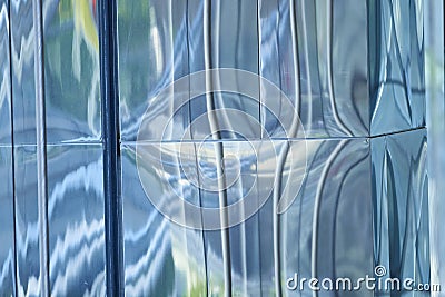 Abstract mirror reflection on geometric form building Stock Photo
