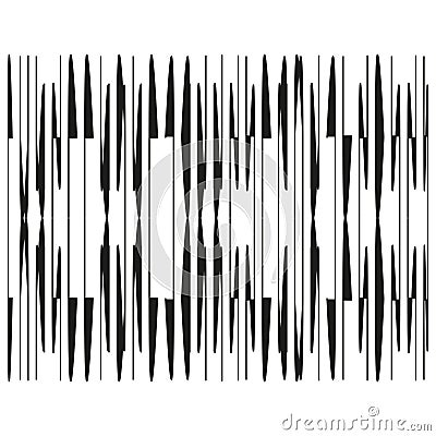 Abstract mirrored black vertical lines forming sharp blade like shapes in a symmetrical geometric pattern. Vector Illustration