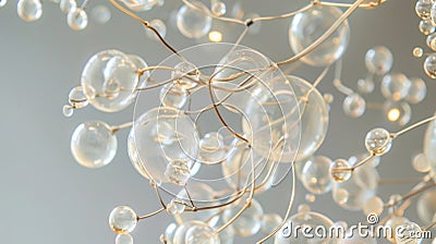 A abstract mobile made of delicate wireframed bubbles in different sizes creating a sense of movement and whimsy Stock Photo