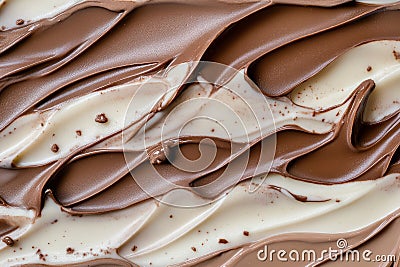 An abstract mocha mousse texture with bold chocolate waves and soft cream layers, creating depth. Ai ganerated Stock Photo