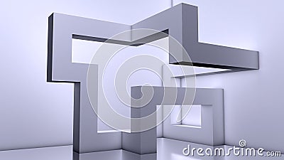 Abstract Modern Architecture Background,3d Blocks Cartoon Illustration