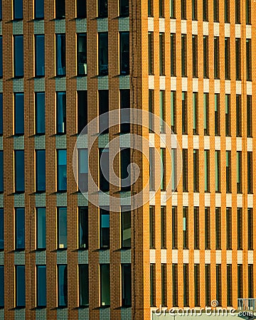 Abstract modern architecture facade. Frontal view of windows in facade Stock Photo