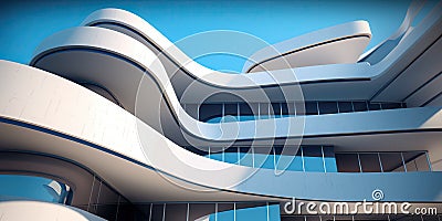 Abstract modern architecture mesmerizes with its fusion of form and function. Sleek lines, innovative shapes, and Stock Photo