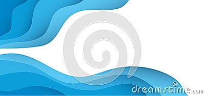 Abstract modern blue ocean wave paper style vector Vector Illustration