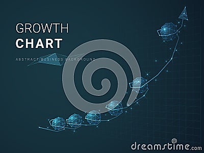 Abstract modern business background vector depicting growth chart with stars and lines in shape of a line chart on blue background Vector Illustration