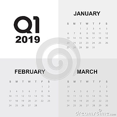 First quarter of calendar 2019 Stock Photo