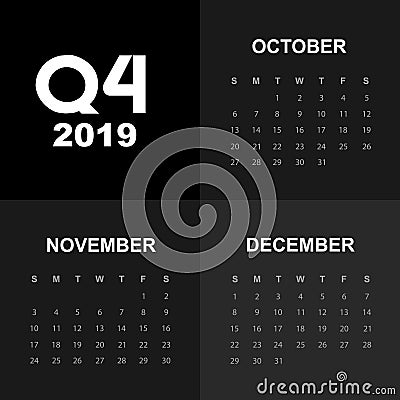 Fourth quarter of calendar 2019 Stock Photo